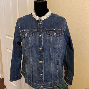 Encrusted Collar Denim Jacket
